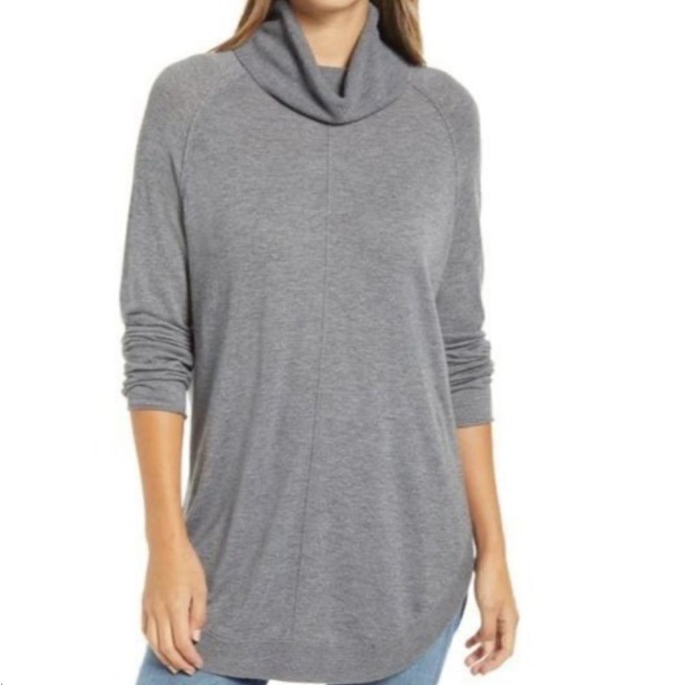 Caslon Sweater Womens plus size X1 cowl neck knit Heather‎ Gray long sleeves New